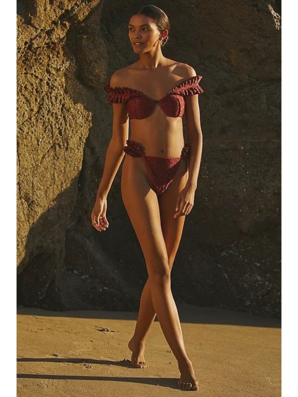 NWT Andrea Iyamah Mulan Bikini Set Wine Color Large